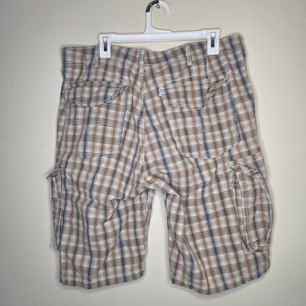 Levi's White Tab Plaid Cargo 100% Cotton Shorts Size 36 - Picture 4 of 9